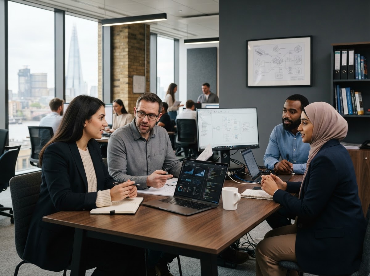 Raven Trustome team reviewing predictive capital allocation models